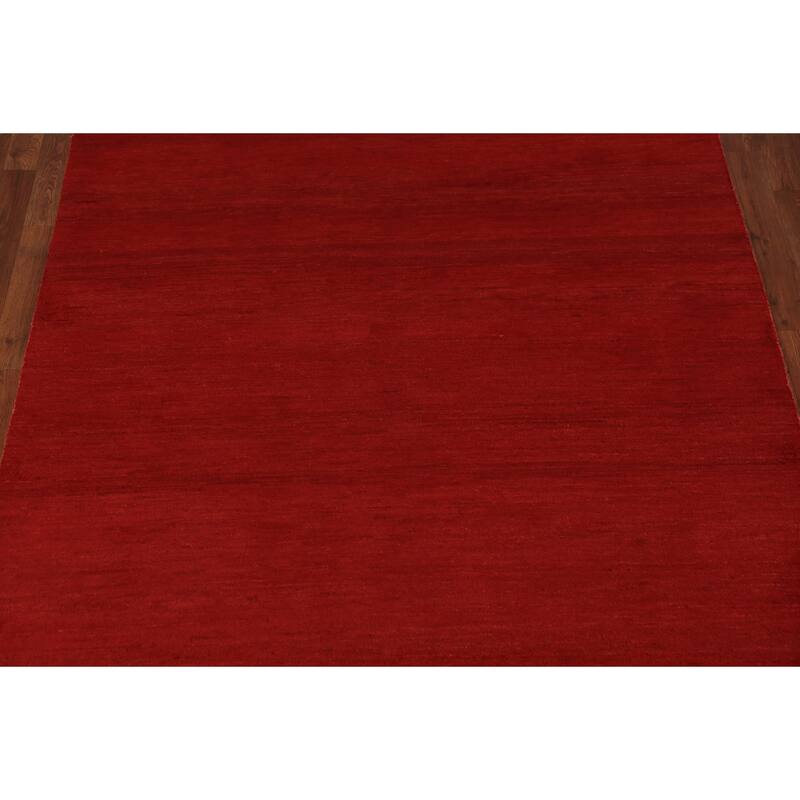 Gabbeh Modern Area Rug Handmade Oriental Red Wool Carpet - 5'6" x 7'10"