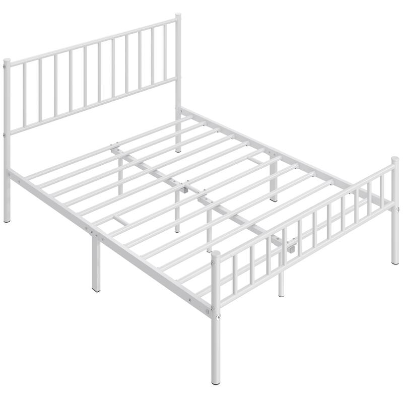 Yaheetech Minimalist Metal Platform Bed Frame with Spindle Headboard and Footboard