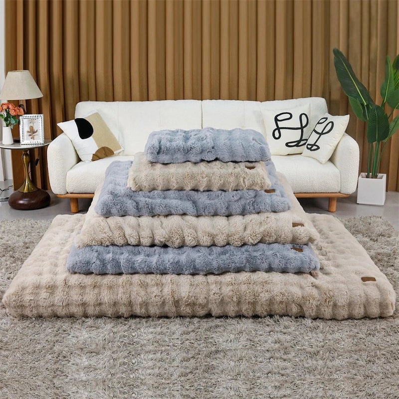 Washable Dog Bed Comfy Fluffy Kennel Pad Anti-Slip Pet Sleeping Mat Dogs Pillow