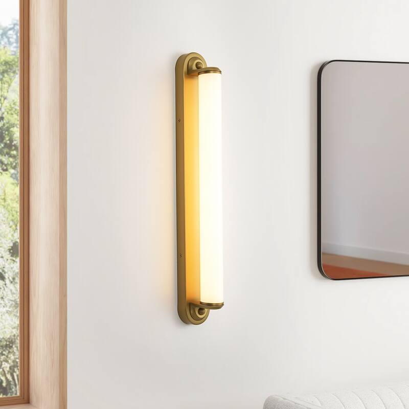 24" Modern Black/Gold LED Wall Sconce - 11W 3000K Warm Light, Linear Fixture for Bedroom & Hallway - Gold - 1 Light