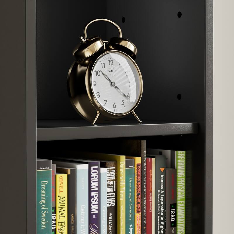 Javlergo Tall 7-Tier Adjustable Corner Bookcase with Drawer MDF Storage Shelf for Living Room Bedroom Kitchen and Entryway