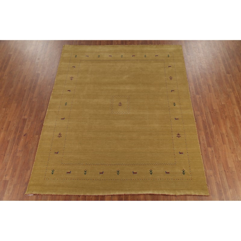 Tribal Gabbeh Rug Hand-Knotted Wool Carpet - 7'11"x 9'9"