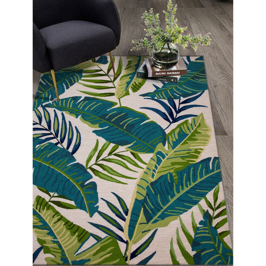 Domani Trails Hand-Made Indoor / Outdoor Modern Palms Area Rug