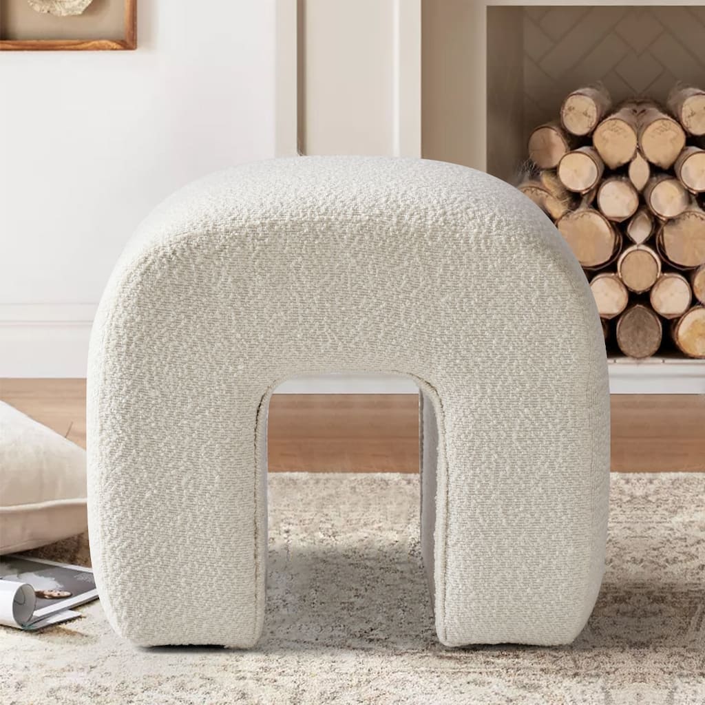 Boucle Upholstered Waterfall Bench