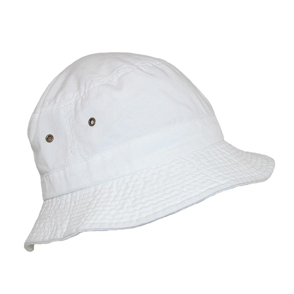 Dorfman Pacific Cotton White Crushable Summer Sun Bucket Hat