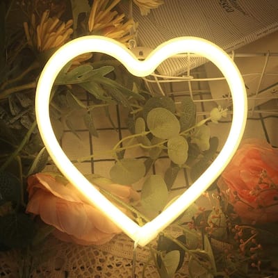 Heart Neon Signs for Wall Decor,USB or Battery Decor Light Warm White - Standard