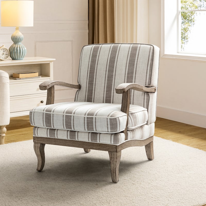 Rinaldo Farmhouse Polyester Armchair with Solid Wood Legs by HULALA HOME - Tan