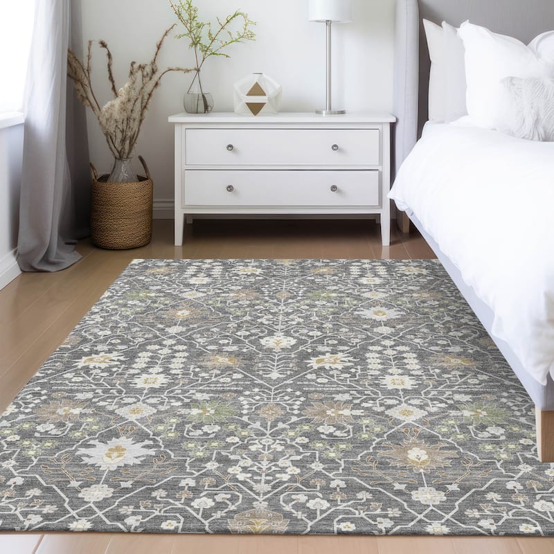 Machine Washable Indoor/ Outdoor Global Traditional Chantille Rug