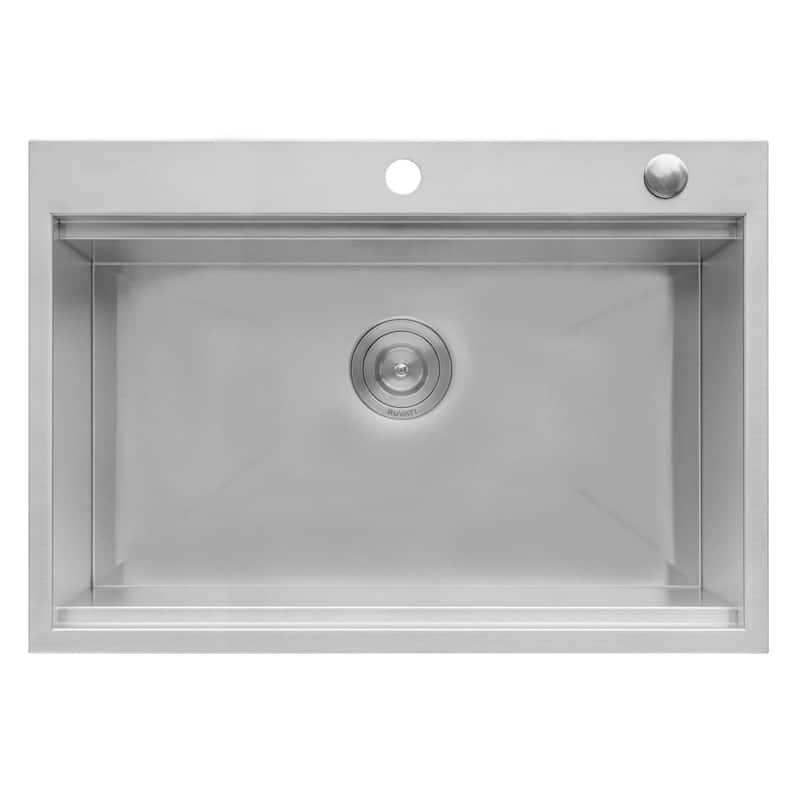 Ruvati 27 x 20 inch RV Workstation Drop-in Bar Prep Kitchen Sink 16 Gauge Stainless Steel - RVH8207