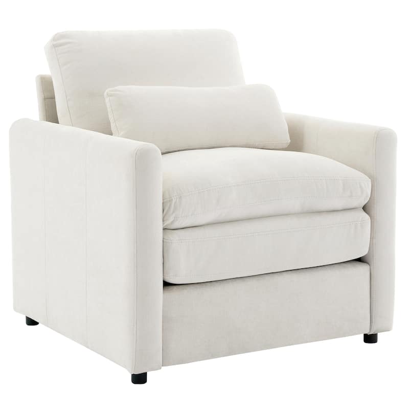 Oversized Chenille Fabric Cloud Sofa, Ergonomic Upholstered Lounge Armchair, Single Sofa Chair with Plush Cushion