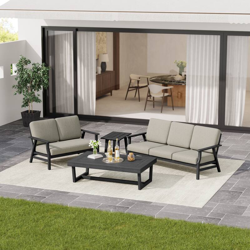 Arthur 4-Piece Teak Wood Patio Conversation Set