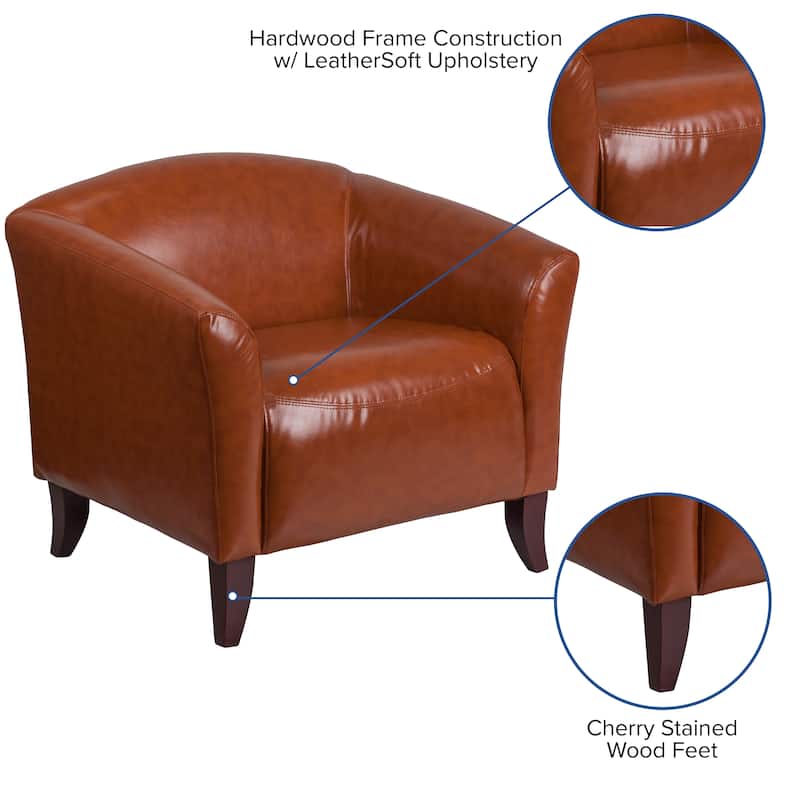 LeatherSoft Chair with Wood Feet - 33.5"W x 31"D x 29"H