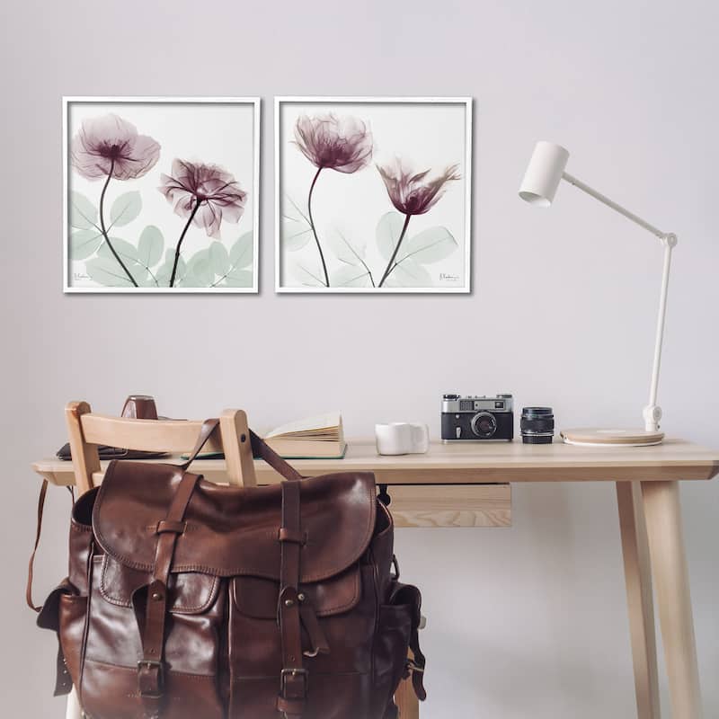 Stupell Delicate Mauve Flowers Framed Giclee Art Design By Albert Koetsier (Set of 2)
