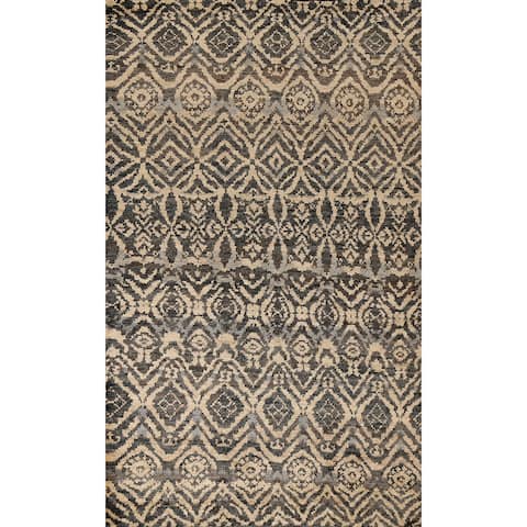 Contemporary Oriental Abstract Area Rug Hand-knotted Foyer Carpet - 5'3" x 8'0"