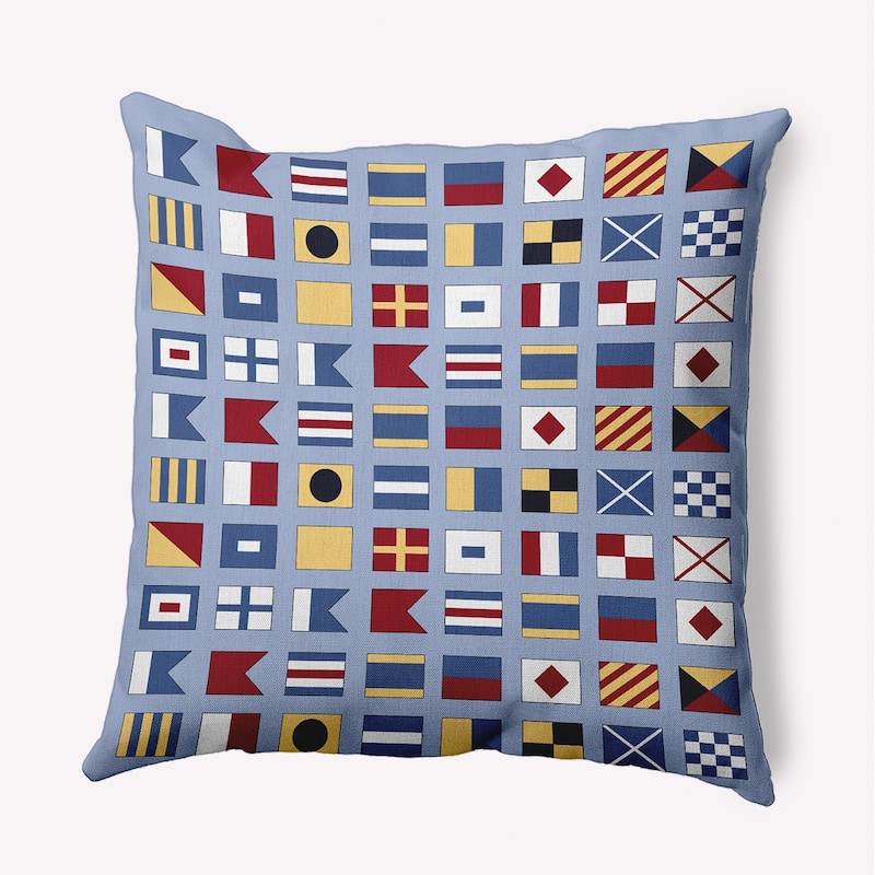 Nautical Flags Indoor/Outdoor Throw Pillow - Peri - 16" x 16"