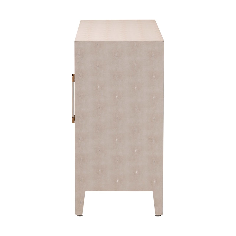 Nira Faux Shagreen Storage Cabinet - Contemporary 2-Door Accent Sideboard with Sleek Metal Handles, for Entryway or Living Room