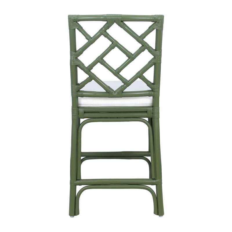 Natural Rattan Handmade Chippendale Single Cushioned Bar Stool by East at Main