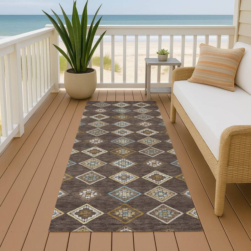 Machine Washable Indoor/ Outdoor Global Flagler Chantille Rug - Chocolate - 2'3" x 7'6"