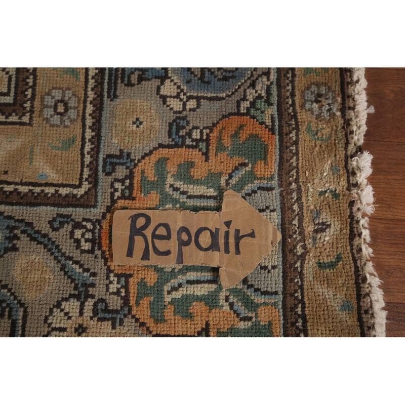 Gray Tabriz Persian Vintage Area Rug Handmade Wool Carpet - 9'6"x 12'7"