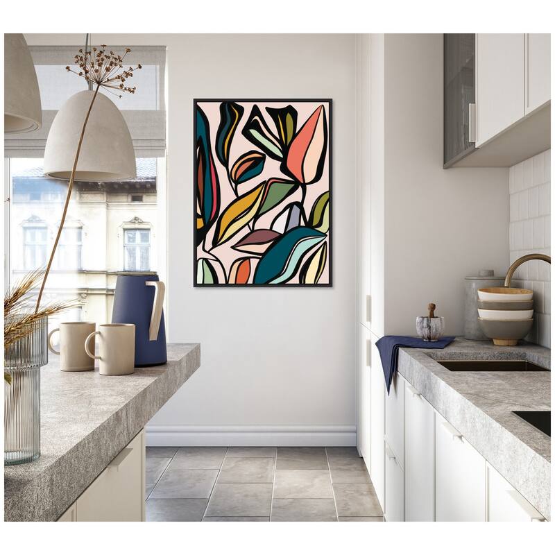 Kate and Laurel Fanciful Ficus Expansion by Alicia Bock Framed Canvas Wall Art Print