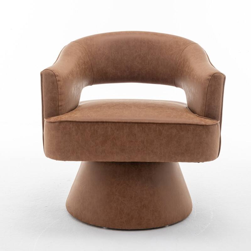 SEYNAR Modern PU Leather 360 Degree Swivel Accent Barrel Chair Set of 2