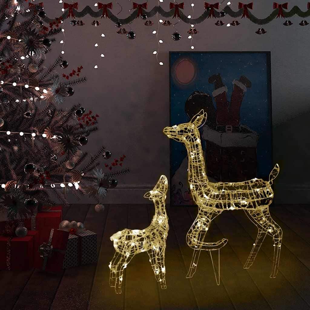 vidaXL Acrylic Reindeer Family Christmas Decoration 160 LED Warm White - Warm white - 27.2" x 6.7" x 35.4"