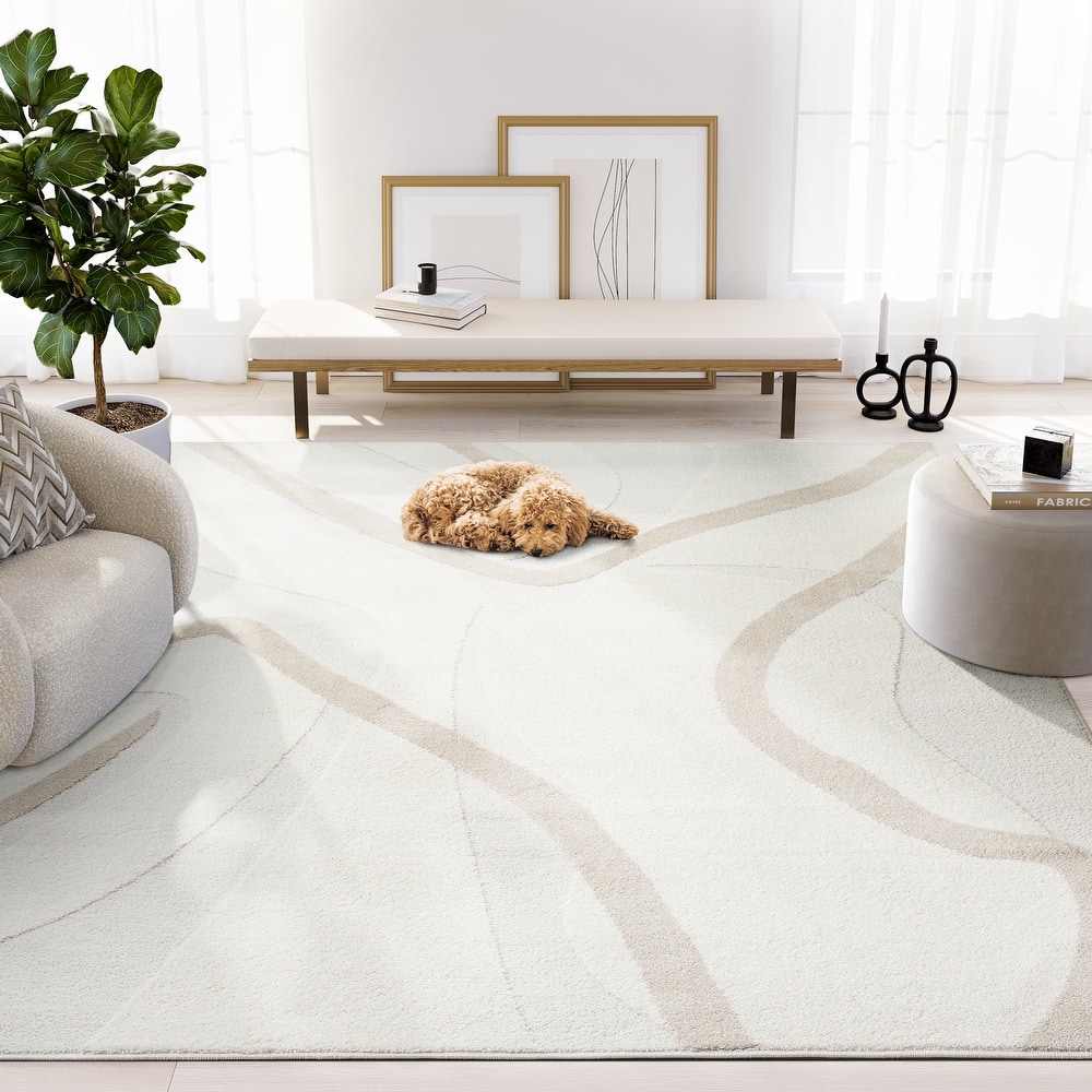 Abani Rugs Nomad Collection NOM120A Cream Beige Abstract Area Rug