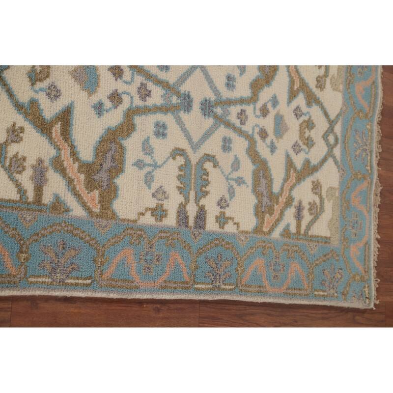 Earth Tone Oushak Runner Rug Hand-Knotted Wool Carpet - 2'7"x 7'9"