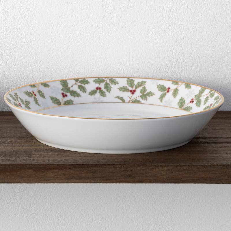 Holly & Berry Gold Set of 4 Coupe Dinner Bowls, 9-3/4", 43 oz.