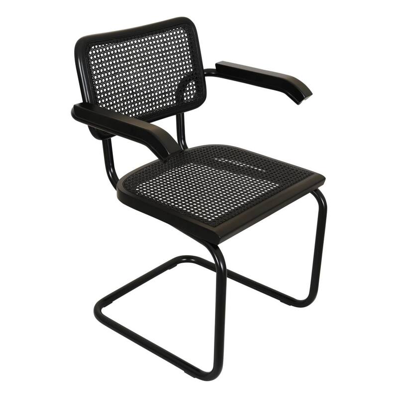 Breuer Chair Company Marcel Breuer Cesca Cane Cantilever Armchair Arm Chair w/ Black Steel Frame (Various Wood & Cane Colors)