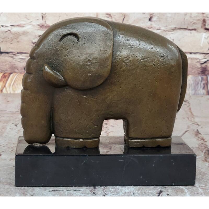 Abstract Modern Imitative Elephant Bronze Sculpture Statue Dali Art On Marble Base