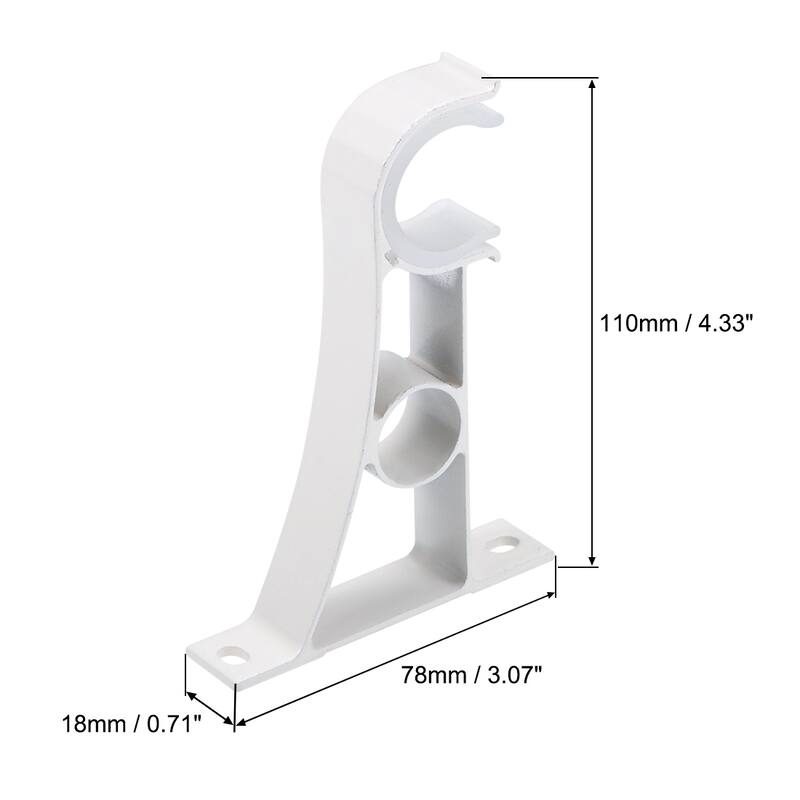 Curtain Rod Bracket Aluminum Alloy for 25mm Rod 110 x 78 x 18mm White 4Pcs - White