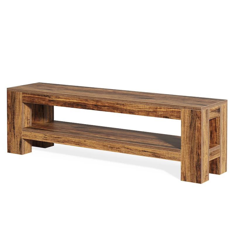 Wooden Entryway Bench with Storage Shelf, Console Shoe Bench, Hallway Kitchen End of Bed Accent Seat Storage Bench for Bedroom