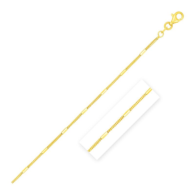 Diamond Cut Bar Links Pendant Chain Necklace in 14k Yellow Gold (1.3mm)