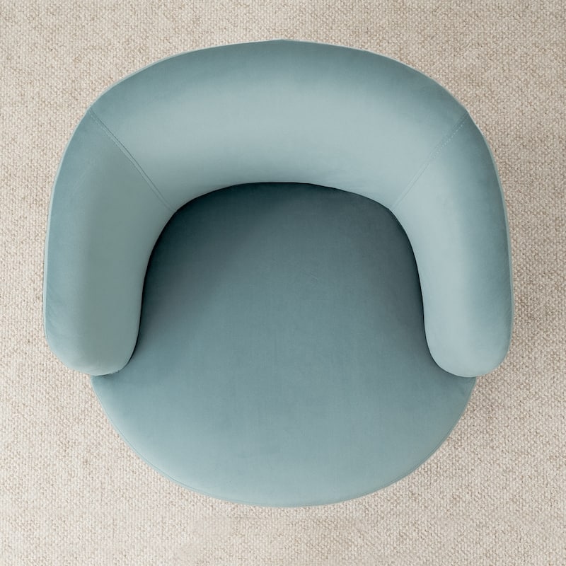 26.5" Wide Velvet Small Swivel Barrel Accent Chair