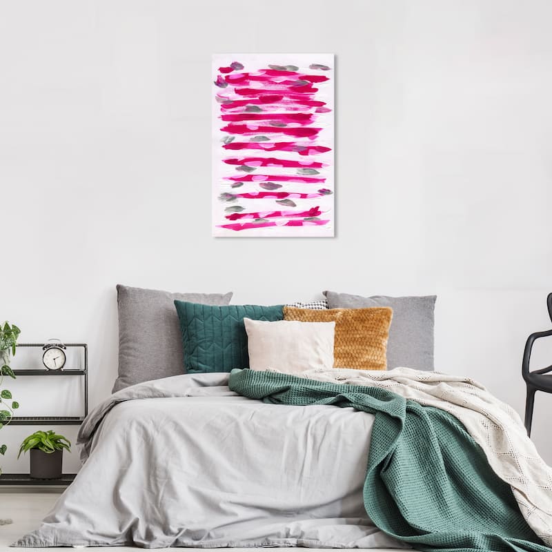 Wynwood Studio Abstract Leaves in the Wind Pink and Modern & Contemporary Wall Art Canvas Print - 36 x 24