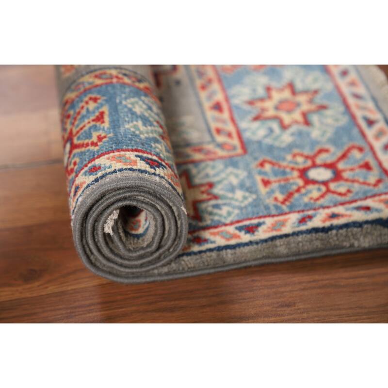 Geometric Kazak Foyer Rug Handmade Accent Wool Carpet - 2'0" x 3'0"