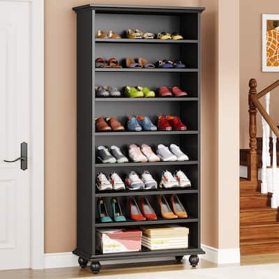 67 Inches Tall Modern Shoe Storage Cabinet with LED Light for Bedroom Living Room Entryway