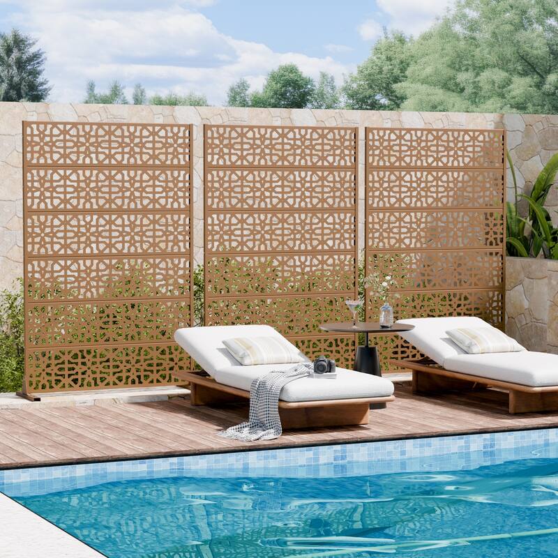 Rectangle Outdoor Privacy Screens Metal Screen Fence Panel Set of 2