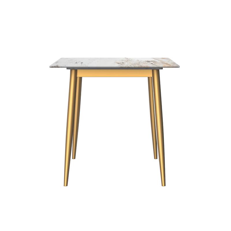 Zayle Dining Table with a 71" Rectangular Top and Gold Steel Base
