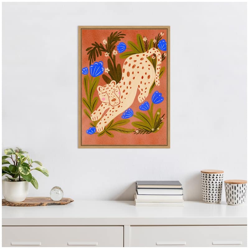 Kate and Laurel Sylvie Leopard in Moroccan Forest Framed Canvas by Nikita Jariwala