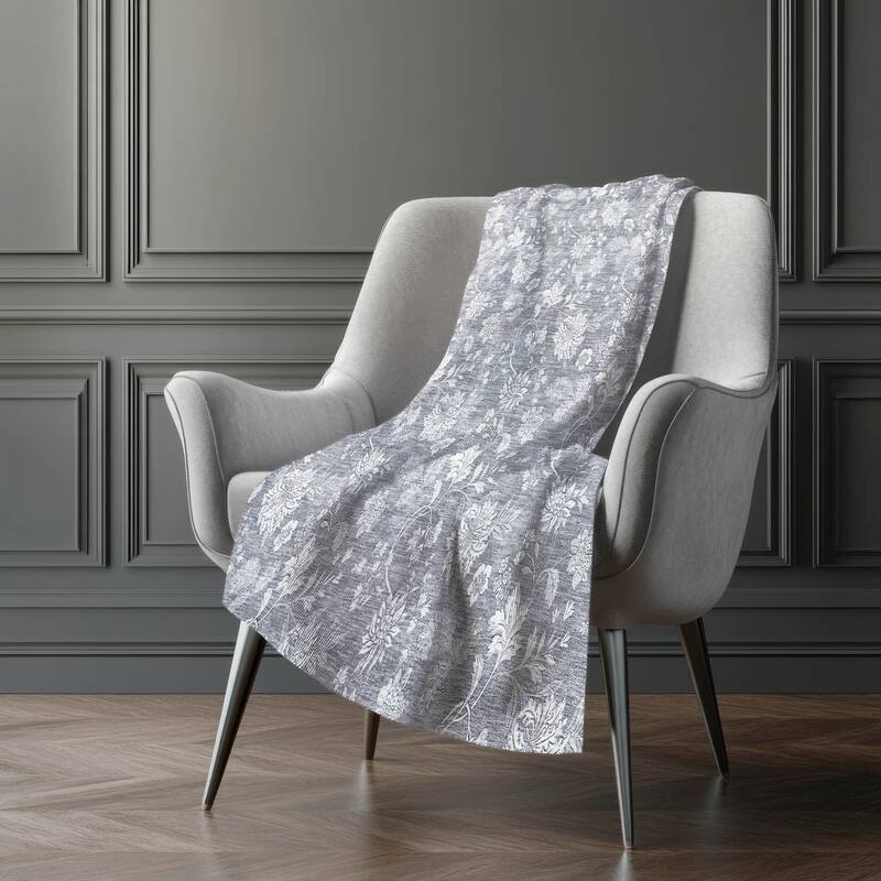 Premium Machine Washable Traditional Floral Sherpa Throw Blanket