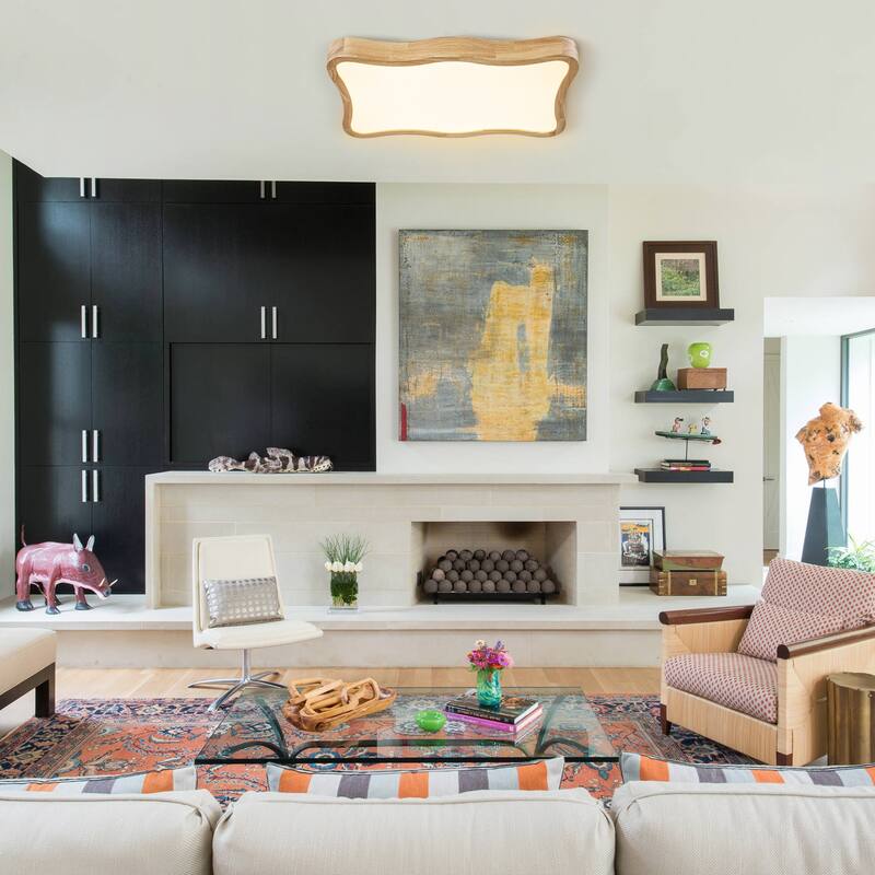 Integrated LED 5CCT Farmhouse Flush Mount Ceiling Light, 5 Color Temperature Selectable