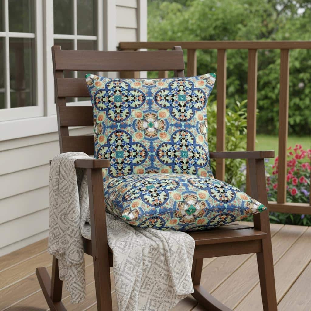 HomeRoots Set of Two 16" X 16" Blue and Purple Blown Seam Floral Indoor Outdoor Throw Pillow - 16.00' X '16.00' X '5.00