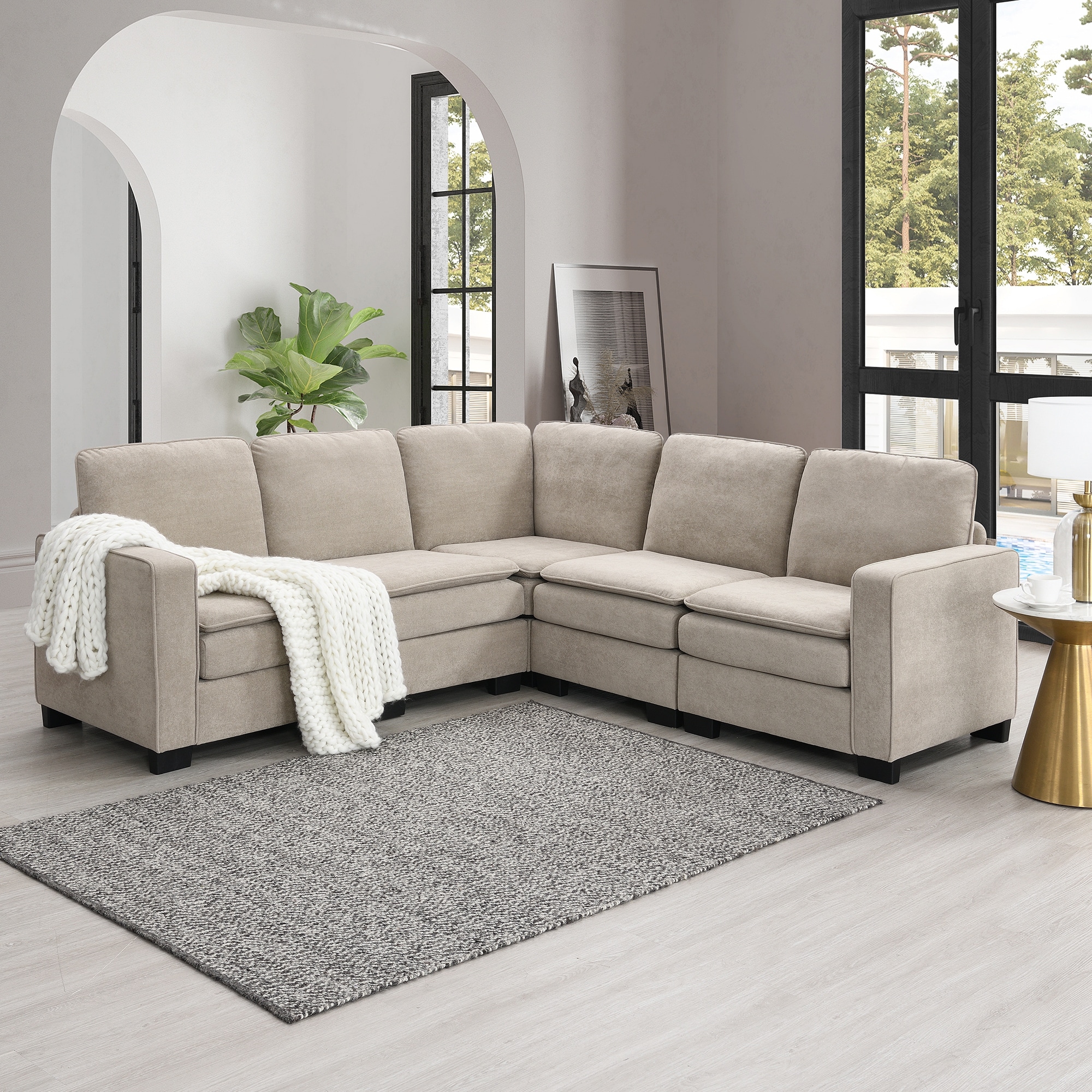 Oversized Velvet Modern Sectional Sofa Large L Shaped Upholstered Indoor Furniture w Double Cushions 5 seat Cloud Corner Couch Bed Bath Beyond 40763100