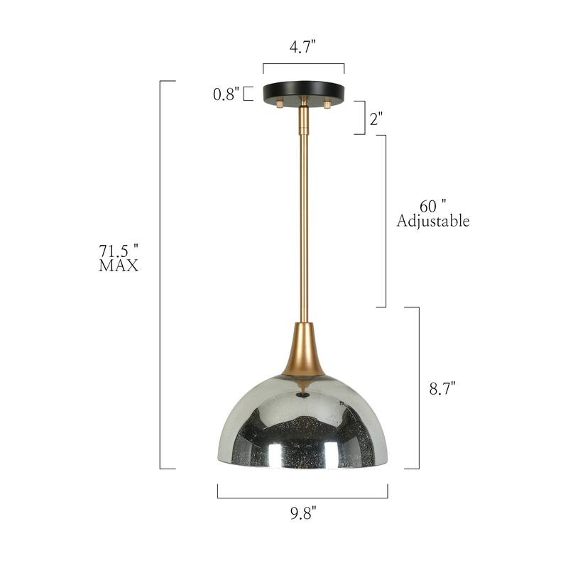 Modern 1/3-Light Black Chandelier with Mercury Glass Kitchen Island Light Fixture for Dining Room