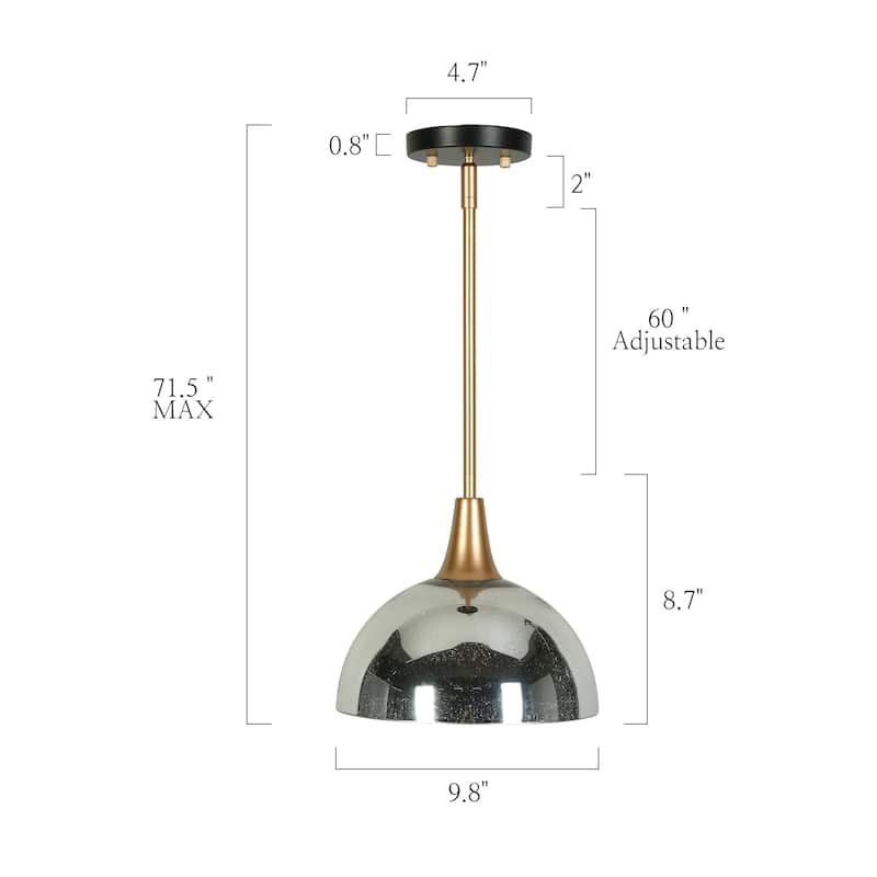 Modern 1/3-Light Black Chandelier with Mercury Glass Kitchen Island Light Fixture for Dining Room