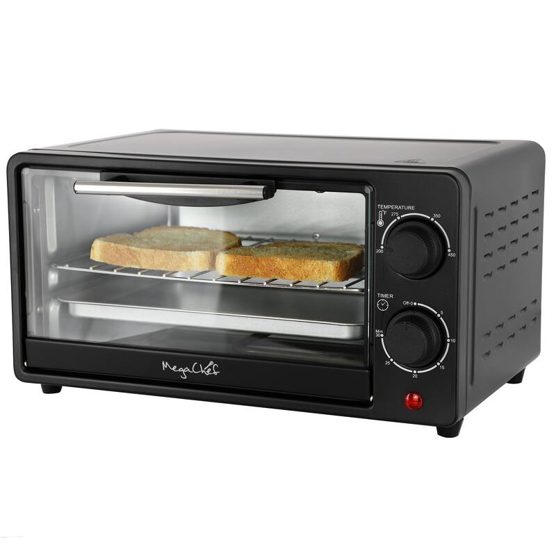 Counter Top Compact 9L Electric Toaster Oven with Rack in Black