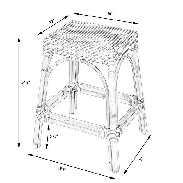 dimension image slide 1 of 2, Robias 24.5" Rattan Rectangular Counter Stool