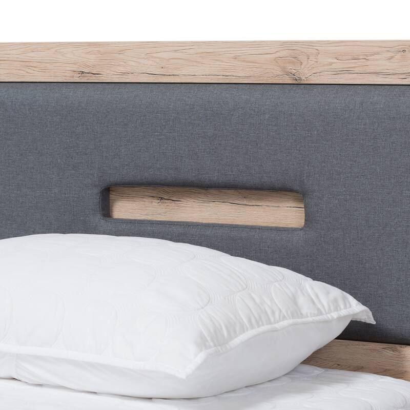 Twin Storage Bed with Drawers - Dark Grey & Brown Platform Bed Frame, Headboard Included